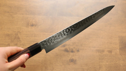 Thương hiệu Seisuke AUS10 45 Lớp thép Damascus Dao lọc gân chuyên dụng Sujihiki 240mm chuôi dao gỗ hồng sắc