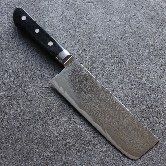 Thương hiệu Seisuke Sóng AUS10 Thép Damascus tráng gương Dao thái rau chuyên dụng Nakiri dao Nhật 165mm chuôi dao gỗ Pakka đen