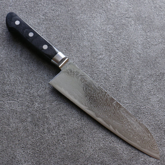 Thương hiệu Seisuke Sóng AUS10 Thép Damascus tráng gương Dao đa năng Santoku dao Nhật 180mm chuôi dao gỗ Pakka đen