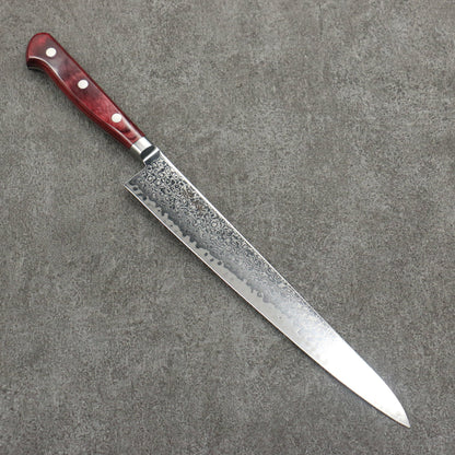 Thương hiệu Seisuke AUS10 Thép Damascus Dao lọc gân chuyên dụng Sujihiki 240mm chuôi dao gỗ ép đỏ