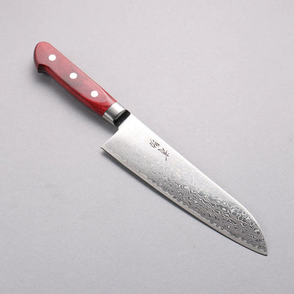 Thương hiệu Seisuke Kagami 2 AUS10 Thép Damascus tráng gương hoàn thiện Dao đa năng Santoku 180mm chuôi dao gỗ ép đỏ