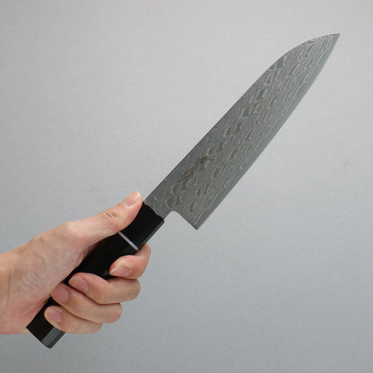 Thương hiệu Seisuke AUS10 Gương Vải Dao đa năng Santoku 180mm chuôi dao hoa văn gỗ hồng sắc (có vòng trắng)