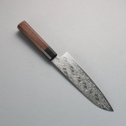 Thương hiệu Seisuke AUS10 Gương vải Dao đa năng Santoku 180mm chuôi dao hoa văn gỗ cẩm lai (Mõm: Gỗ dán màu đen)