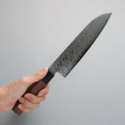 Thương hiệu Seisuke AUS10 Gương vải Dao đa năng Santoku 180mm chuôi dao hoa văn gỗ cẩm lai (Mõm: Gỗ dán màu đen)