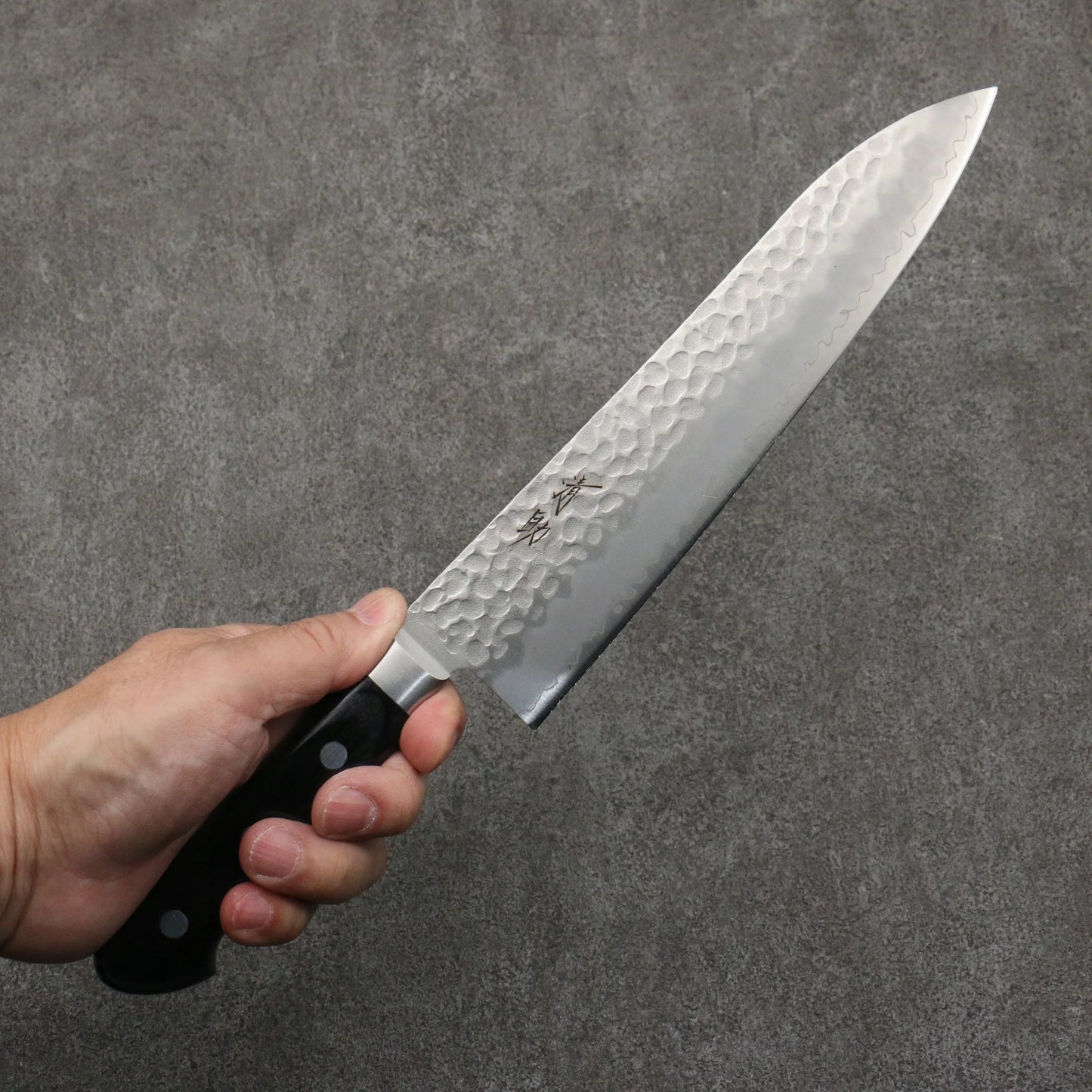 Thương hiệu Seisuke thép AUS8 vân búa dao rèn thủ công Dao đa năng Gyuto 210mm chuôi dao gỗ Pakka đen