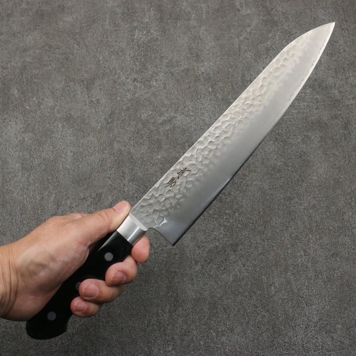 Thương hiệu Seisuke AUS8 vân búa Dao rèn thủ công Dao đa năng Gyuto 240mm chuôi dao gỗ Pakka đen