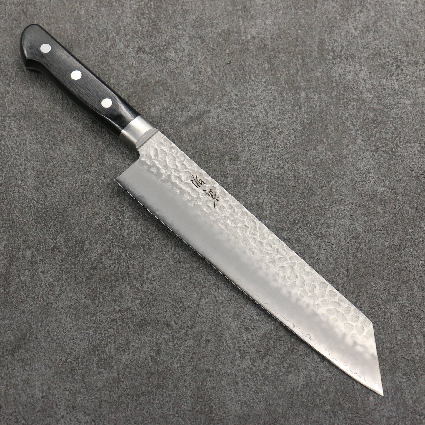 Thương hiệu Seisuke AUS8 vân búa Dao rèn thủ công Dao đa năng Kiritsuke Gyuto 210mm chuôi dao gỗ Pakka đen