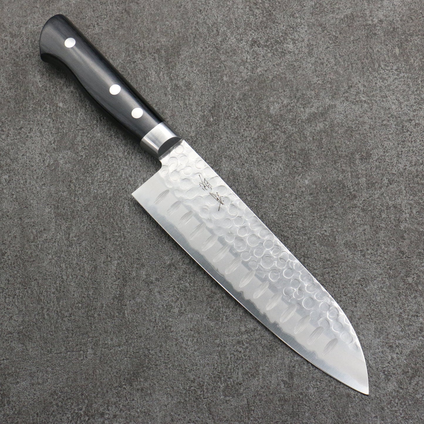 Free ship - Thương hiệu Seisuke Thép xanh Rèn thủ công Dao đa năng Santoku 180mm chuôi dao gỗ Pakka đen