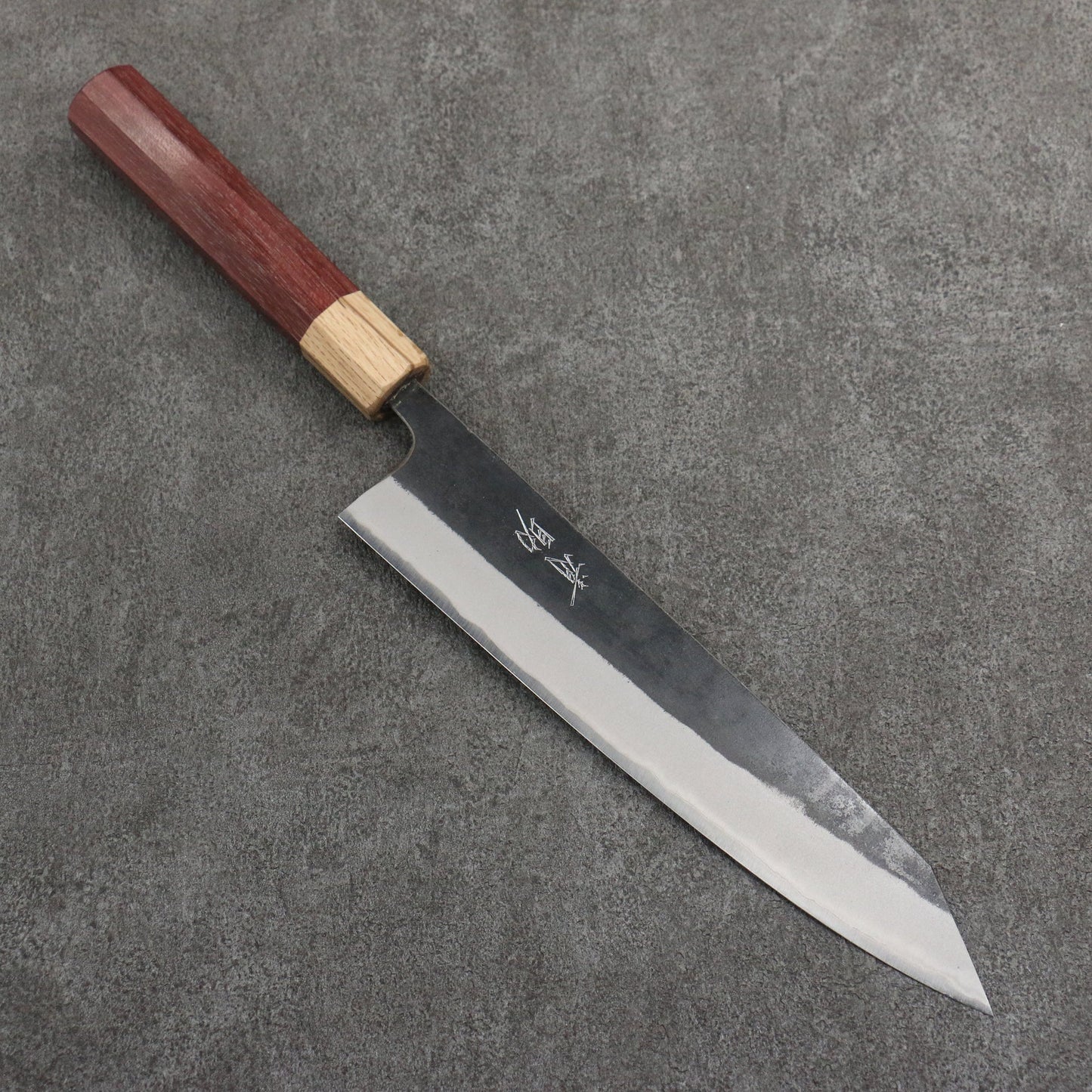 Thương hiệu Seisuke Thép xanh No.2 màu đen hoàn thiện Dao đa năng Kiritsuke Gyuto 240mm chuôi dao gỗ mẫu trái tim màu tím (bọc: gỗ sồi)