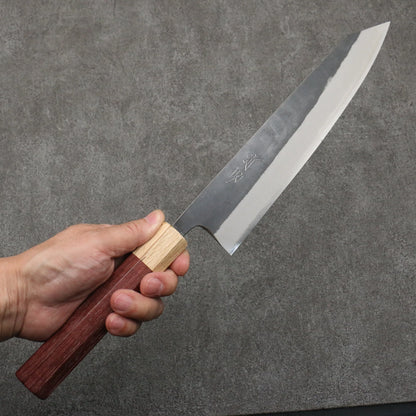 Thương hiệu Seisuke Thép xanh No.2 màu đen hoàn thiện Dao đa năng Kiritsuke Gyuto 240mm chuôi dao gỗ mẫu trái tim màu tím (bọc: gỗ sồi)