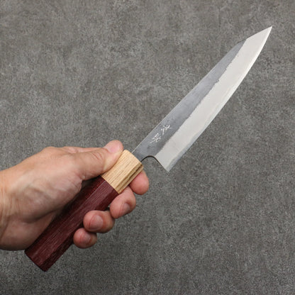 Thương hiệu Seisuke Thép xanh No.2 màu đen hoàn thiện Dao nhỏ Kiritsuke Petty 150mm chuôi dao mẫu trái tim màu tím (bọc: gỗ sồi)