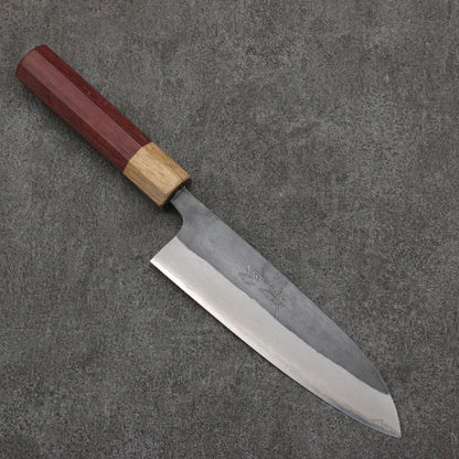 Thương hiệu Seisuke Thép xanh No.2 màu đen hoàn thiện Dao đa năng Santoku 170mm chuôi dao gỗ mẫu trái tim màu tím (bọc: gỗ sồi)