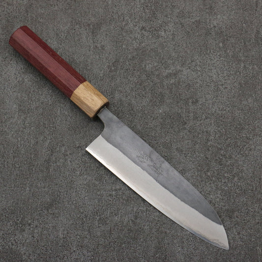 Thương hiệu Seisuke Thép xanh No.2 màu đen hoàn thiện Dao đa năng Santoku 170mm chuôi dao gỗ mẫu trái tim màu tím (bọc: gỗ sồi)