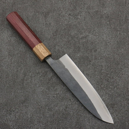 Thương hiệu Seisuke Thép xanh No.2 màu đen hoàn thiện Dao đa năng Santoku 170mm chuôi dao gỗ mẫu trái tim màu tím (bọc: gỗ sồi)