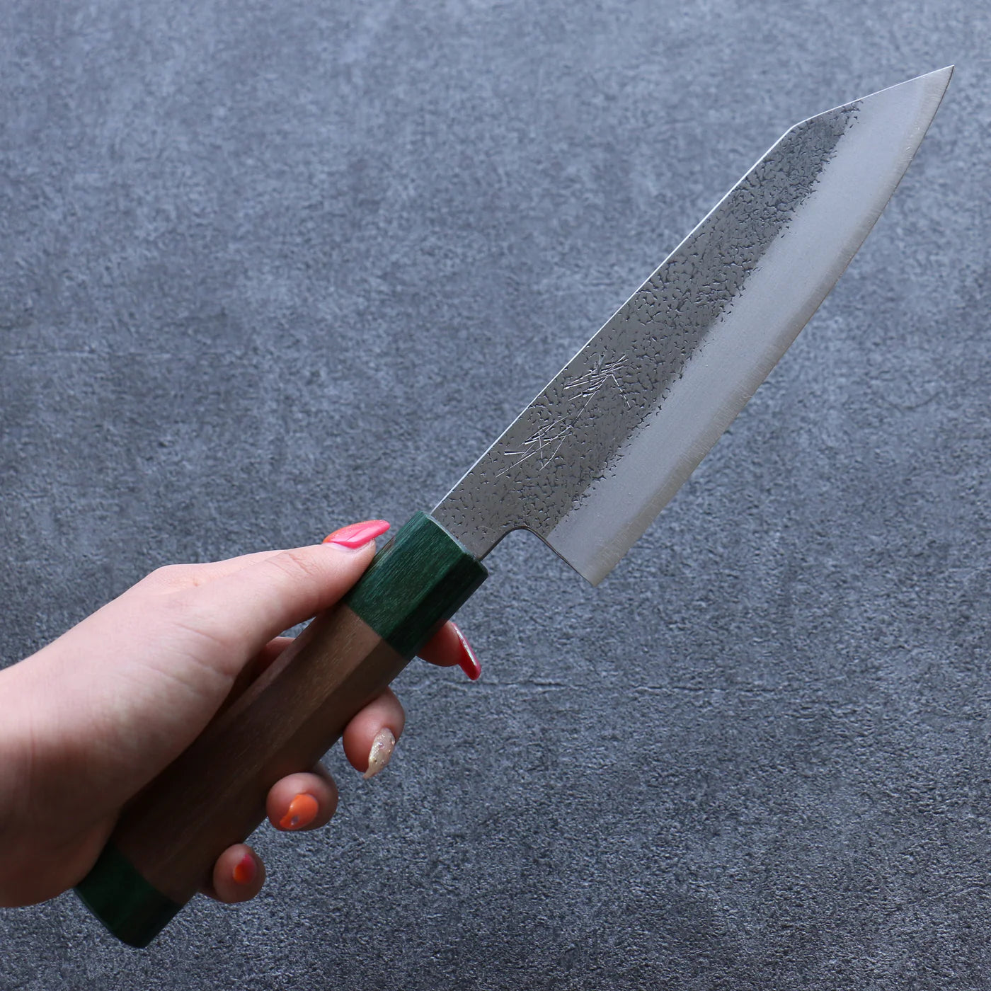 Marke Seisuke Superblaues handgeschmiedetes Stahlmesser Mehrzweckmesser Bunka Japanisches Messer 165 mm Griff aus Walnussholz (mit rotem Ring auf beiden Seiten) 