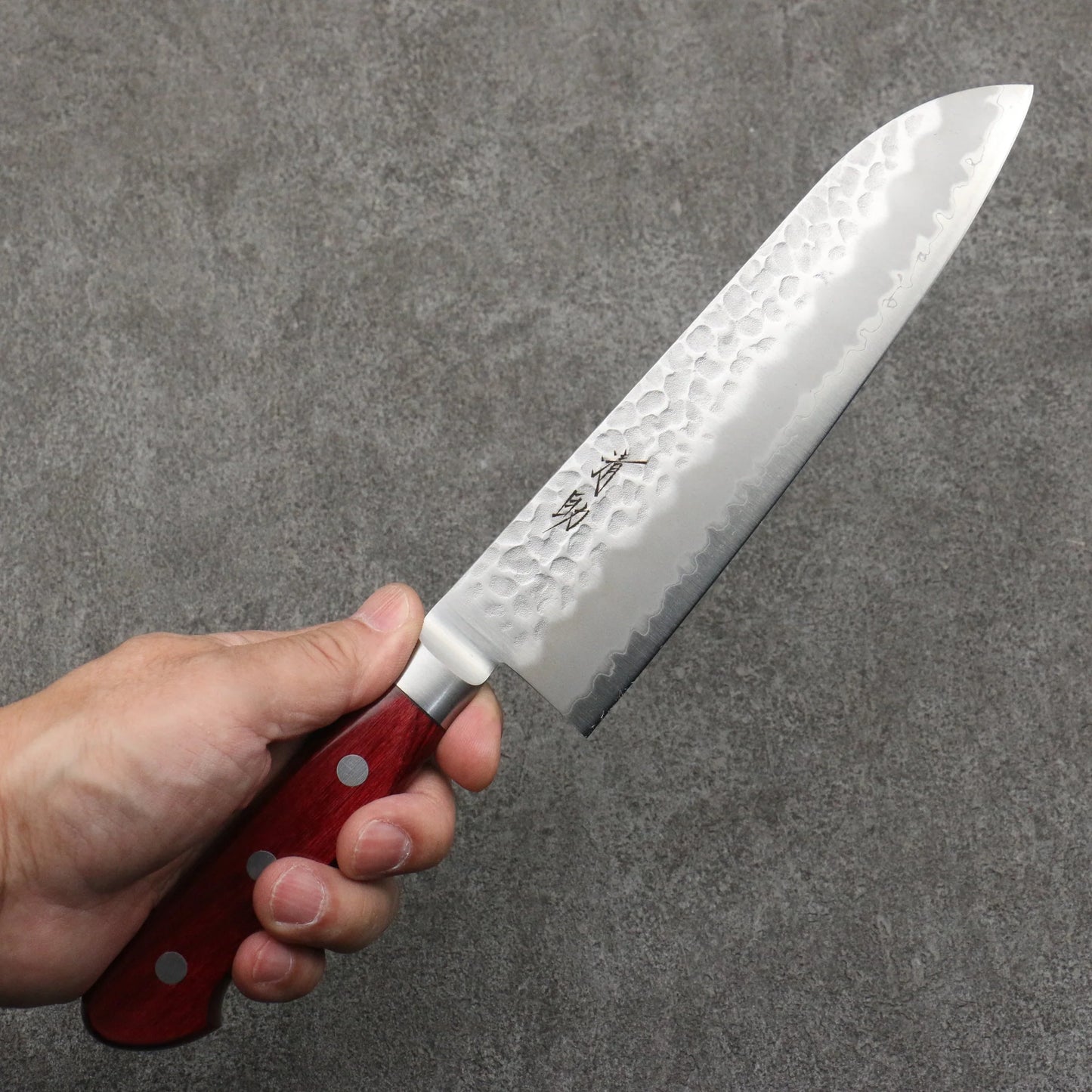 Thương hiệu Seisuke Thép siêu xanh vân búa Dao rèn thủ công Dao đa năng Gyuto 180mm chuôi dao gỗ ép đỏ