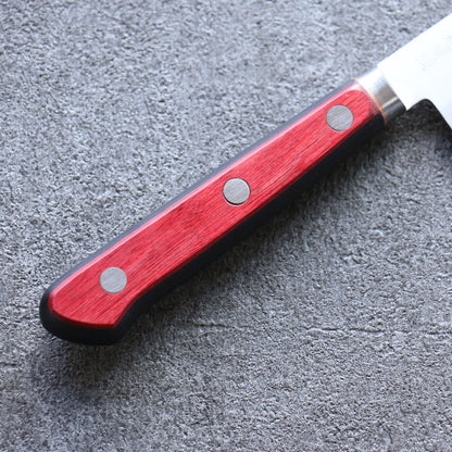 Santoku-Mehrzweckmesser aus superblauem Stahl der Marke Seisuke, kleines japanisches Messer, 140 mm roter und schwarzer Sperrholzgriff