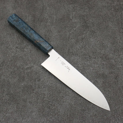 Seisuke Blue Super Steel Polished Finish Santoku Knife 180MM Stabilized Wood Handle 清助 青スーパー鋼 磨き仕上げ 三徳包丁 180MM スタビライズドウッド柄 Free ship - Thương hiệu Seisuke Thép siêu xanh Đánh nhẵn bóng Dao đa năng Santoku 180mm chuôi dao gỗ Stabilized ( một loại gỗ được kết hợp độc đáo giữa gỗ tự nhiên và nhựa Thông)