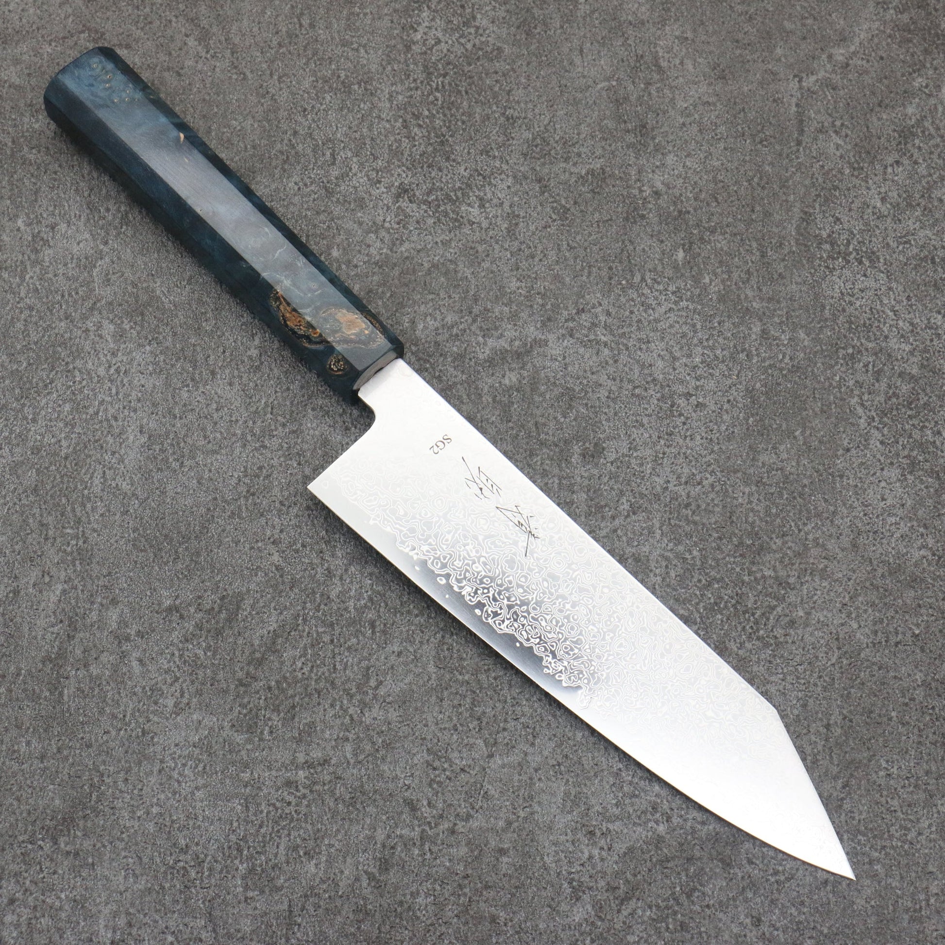 Seisuke SG2 Damascus Bunka Knife 180MM Stabilized Wood Pattern 清助 SG2 ダマスカス 文化包丁 180MM スタビライズドウッド柄 Free ship - Seisuke SG2 Thép Damascus Dao đa năng Bunka 180mm chuôi dao gỗ Stabilized