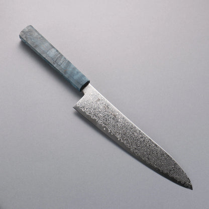 Thương hiệu Seisuke SG2 Thép Damascus dao đánh bóng hoàn thiện Dao đa năng Gyuto 210mm chuôi dao gỗ ổn định màu xanh