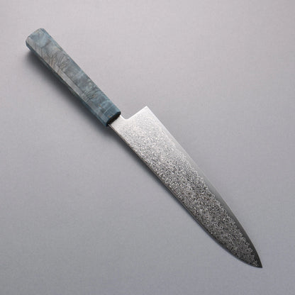 Thương hiệu Seisuke SG2 Thép Damascus dao đánh bóng hoàn thiện Dao đa năng Gyuto 210mm chuôi dao gỗ ổn định màu xanh