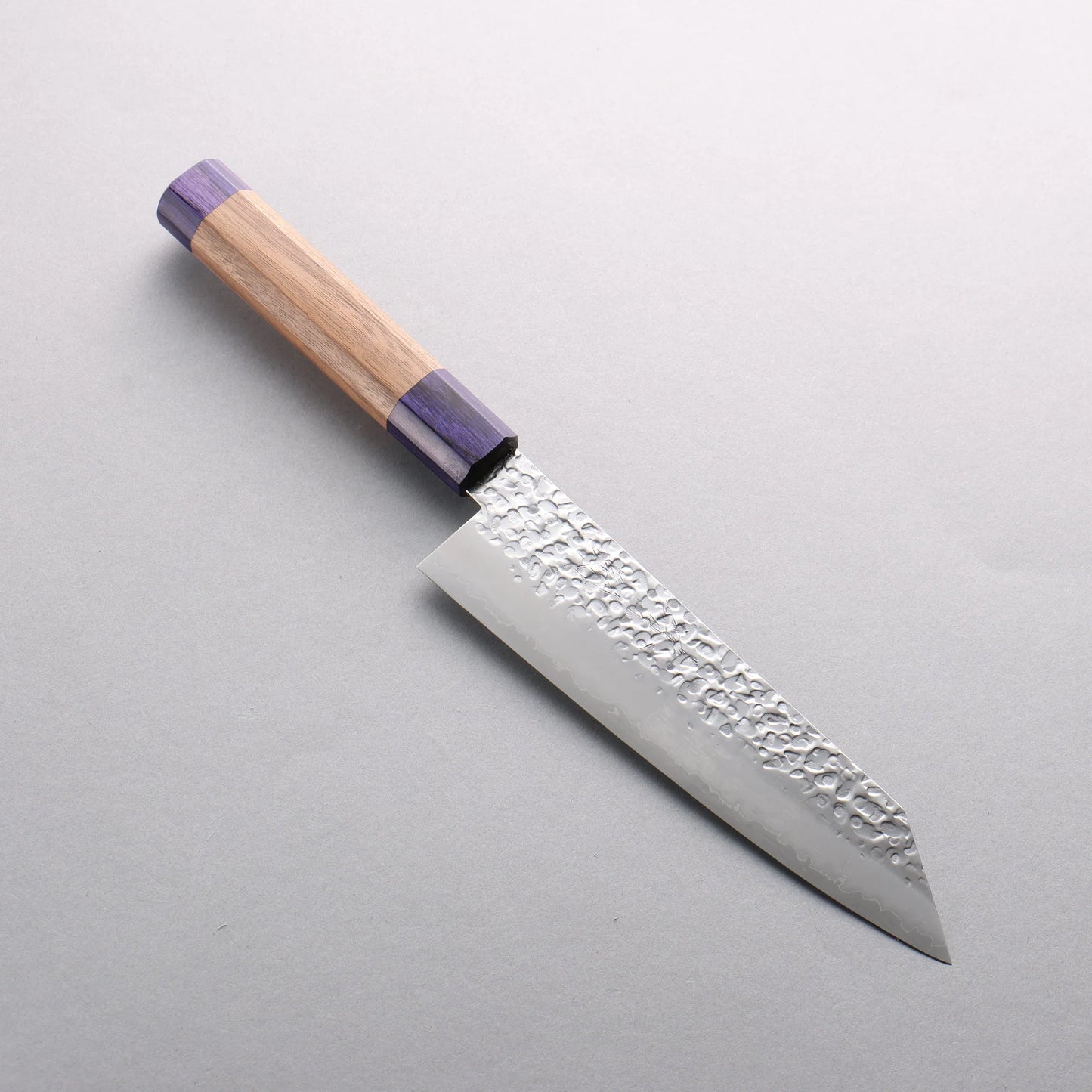 Thương hiệu Seisuke Thép Bạc No.3 vân búa đục đặc biệt Rèn thủ công Dao đa năng Bunka 180mm chuôi dao gỗ Walnut (mõm màu xanh ở cả hai bên)