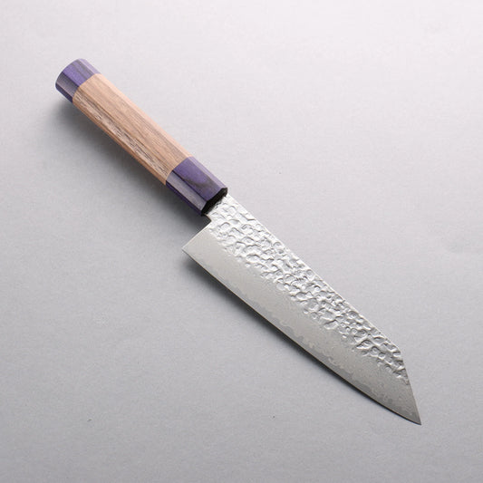 Thương hiệu Seisuke Thép Bạc No.3 vân búa đục đặc biệt Thép Damascus rèn thủ công Dao đa năng Bunka 170mm chuôi dao gỗ Walnut (mõm màu xanh ở cả hai bên)