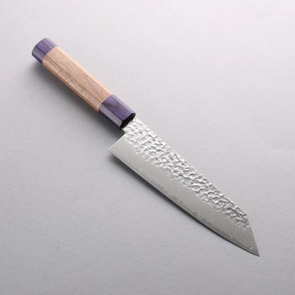 Thương hiệu Seisuke Thép Bạc No.3 Thép Damascus rèn thủ công Dao đa năng Bunka 180mm chuôi dao quả óc chó (mõm xanh ở cả hai bên)