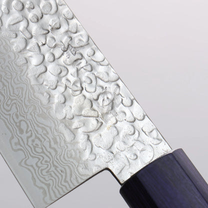 Thương hiệu Seisuke Thép Bạc No.3 Thép Damascus rèn thủ công Dao đa năng Bunka 180mm chuôi dao quả óc chó (mõm xanh ở cả hai bên)