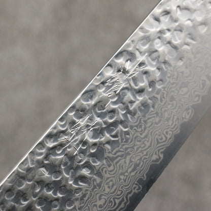 Thương hiệu Seisuke Thép Bạc No.3 Thép Damascus dao rèn thủ công Dao đa năng Santoku 180mm chuôi dao họa tiết quả óc chó (bọc đen hai bên)