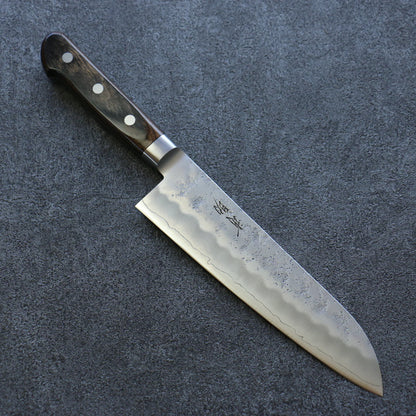 Thương hiệu Seisuke Thép Bạc No.3 Kỹ nghệ truyền thống Nhật Nashiji Dao đa năng Santoku dao Nhật 180mm chuôi dao gỗ ép nâu