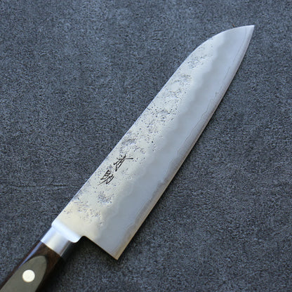 Thương hiệu Seisuke Thép Bạc No.3 Kỹ nghệ truyền thống Nhật Nashiji Dao đa năng Santoku dao Nhật 180mm chuôi dao gỗ ép nâu