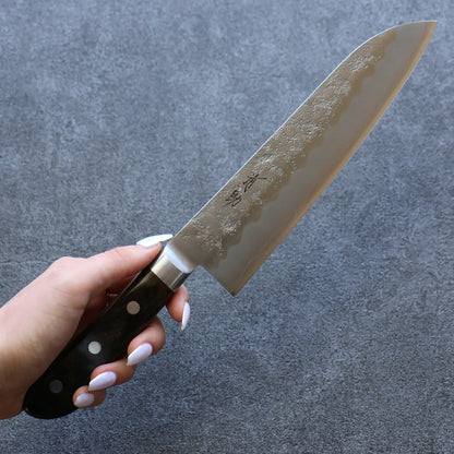 Thương hiệu Seisuke Thép Bạc No.3 Kỹ nghệ truyền thống Nhật Nashiji Dao đa năng Santoku dao Nhật 180mm chuôi dao gỗ ép nâu