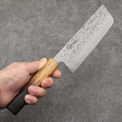 清助 SLD鋼 梨地 菜切包丁 和包丁 165mm 樫焼柄 Seisuke SLD Nashiji Nakiri Japanese Knife 165mm Burnt Oak Handle Free ship - Thương hiệu Seisuke SLD Kỹ nghệ truyền thống Nhật Nashiji Dao thái rau chuyên dụng Nakiri 165mm chuôi dao gỗ Sồi cháy