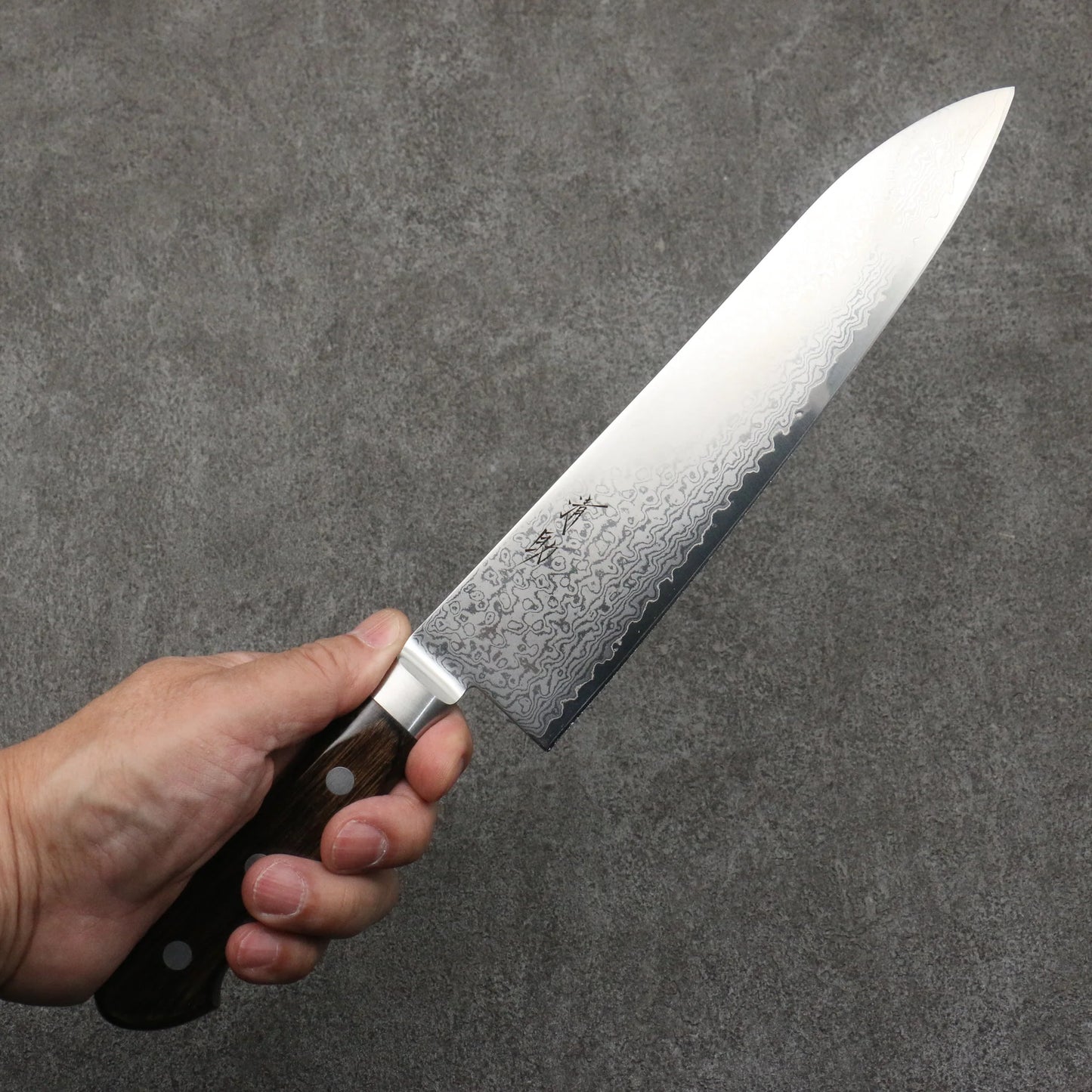 Thương hiệu Seisuke VG10 33 lớp Thép Damascus tráng gương hoàn thiện Dao đa năng Gyuto 210mm chuôi dao gỗ ép nâu