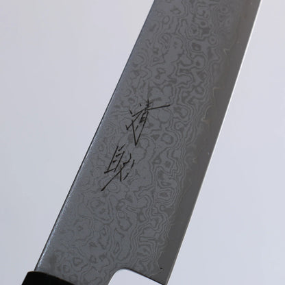 Thương hiệu Seisuke VG10 Thép Damascus Dao nhỏ đa năng Petty 150mm chuôi dao gỗ tếch (bọc: trâu đen)