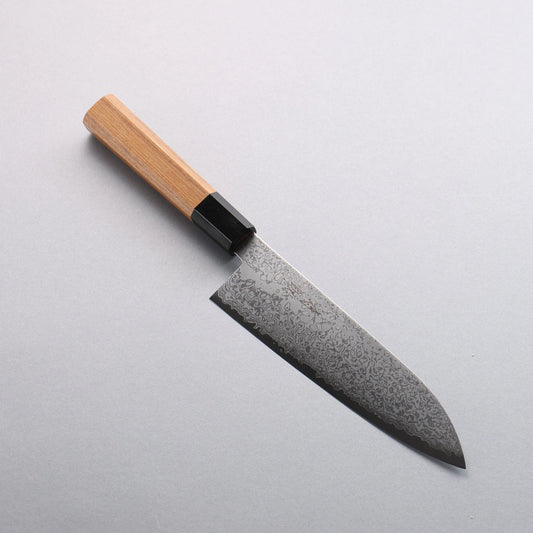 Thương hiệu Seisuke VG10 Thép Damascus Dao đa năng Santoku 180mm chuôi dao gỗ tếch (bọc: trâu đen)