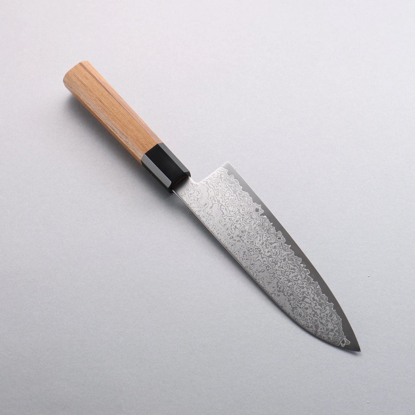 Thương hiệu Seisuke VG10 Thép Damascus Dao đa năng Santoku 180mm chuôi dao gỗ tếch (bọc: trâu đen)