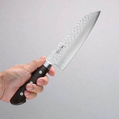 Thương hiệu Seisuke VG10 vân búa đục đặc biệt Rèn thủ công Dao đa năng Santoku 165mm chuôi dao mẫu ván ép màu nâu