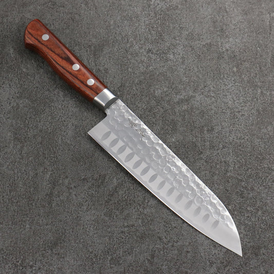 Thương hiệu Seisuke thép V Gold Số 10 Dao đa năng Santoku có gân 180mm chuôi dao mẫu gỗ Gụ