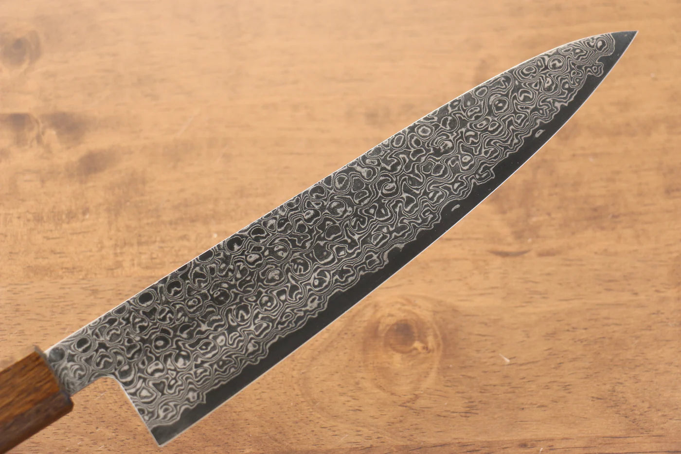 Thương hiệu Seisuke dao Nhật chính hãng thép ZA-18 tráng gương hoàn thiện Dao đa năng Gyuto thép Damascus 210mm chuôi dao gỗ Sồi