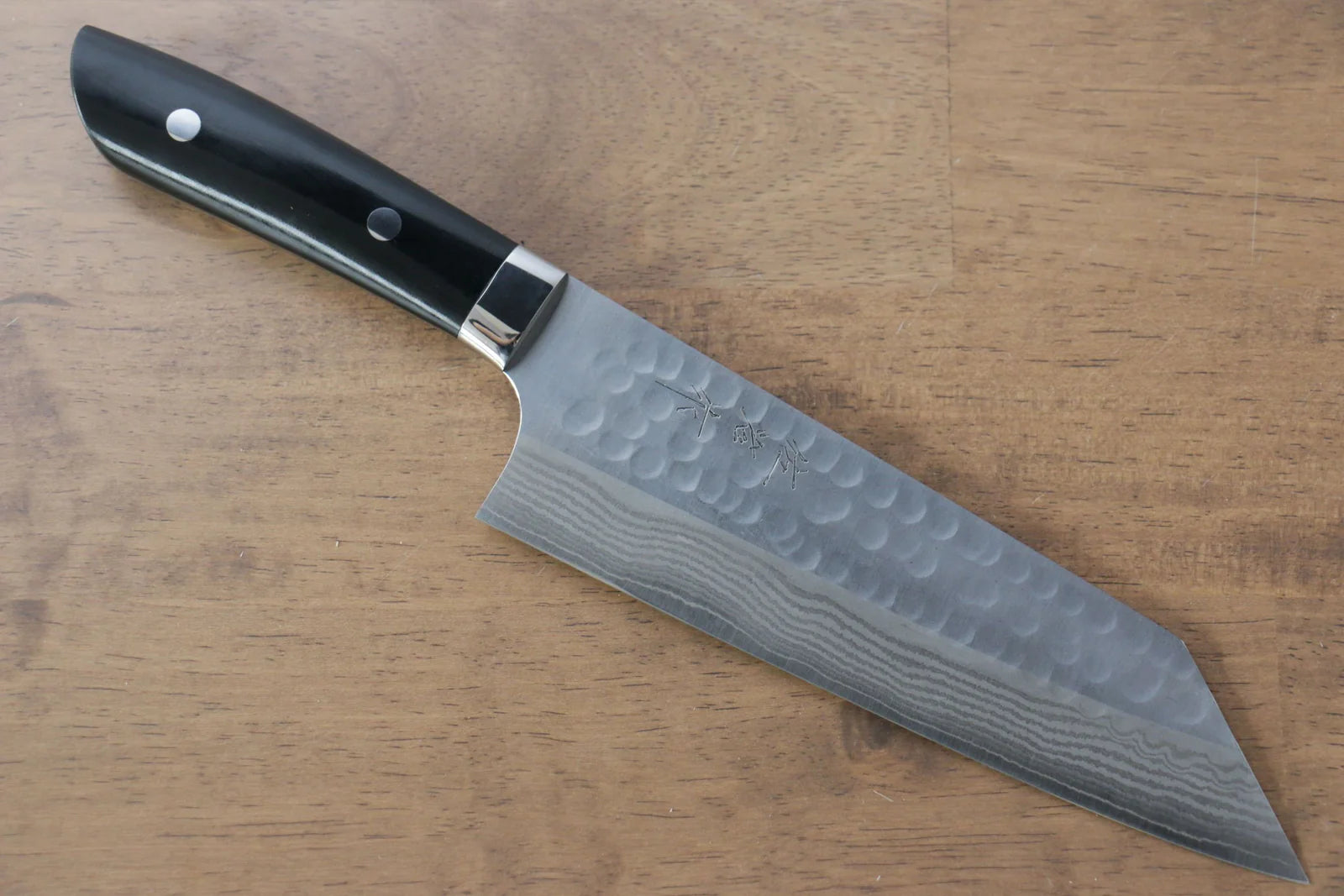 Takeshi Saji SRS13 Hammered Bunka 180mm Black Micarta Handle