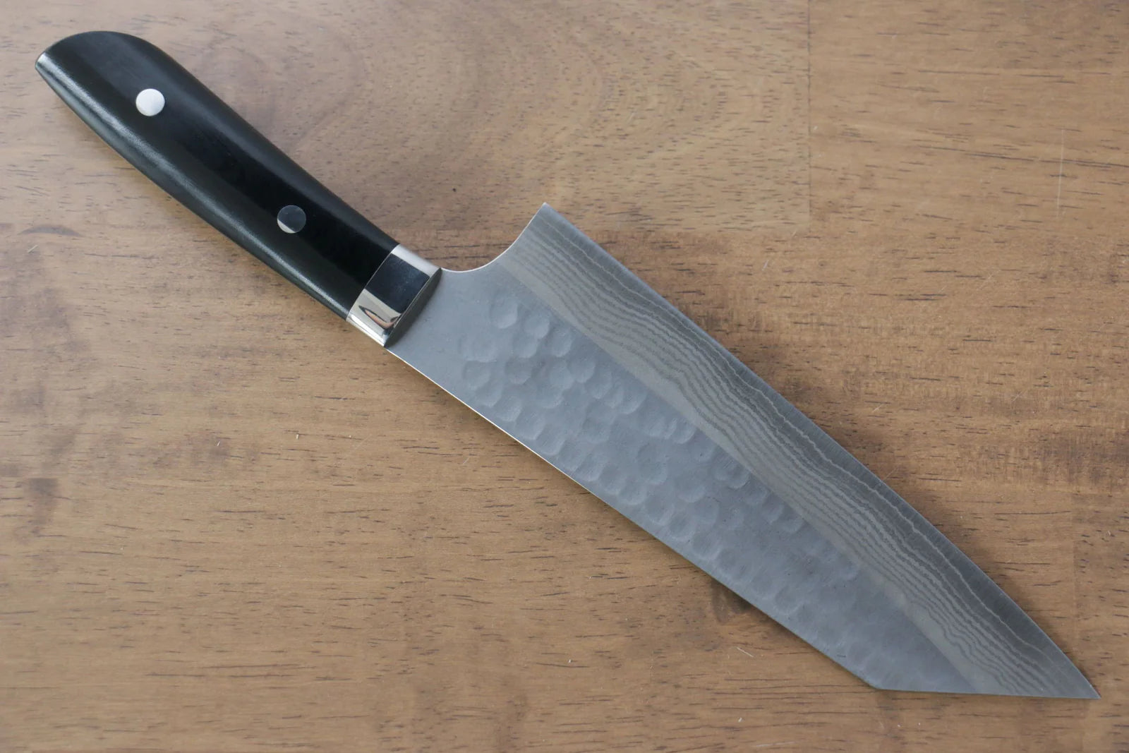 Takeshi Saji SRS13 Hammered Bunka 180mm Black Micarta Handle