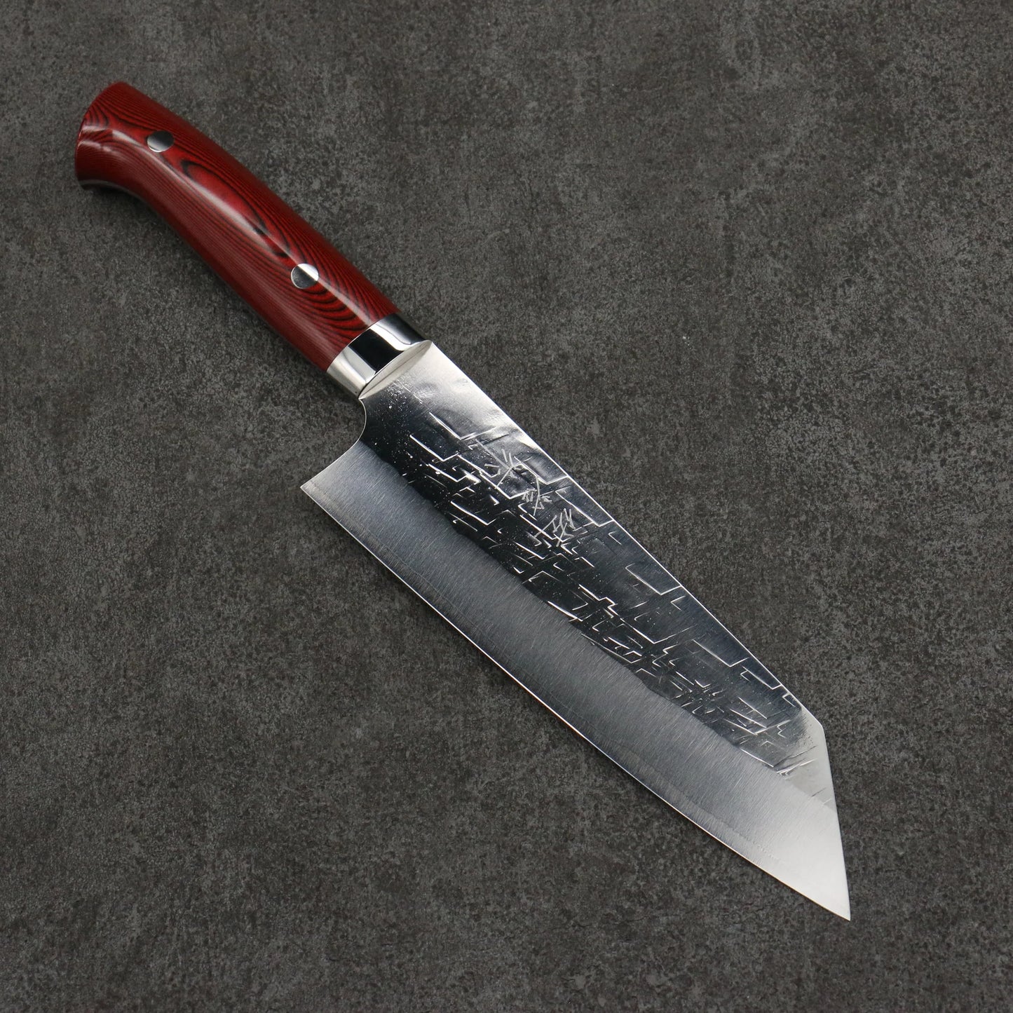 Thương hiệu Takeshi Saji Samurai loại Nomura mới thép SRS13 vân búa Dao đa năng Bunka 180MM dao Nhật Bản chuôi dao hoa văn màu đỏ và đen nhựa Micarta