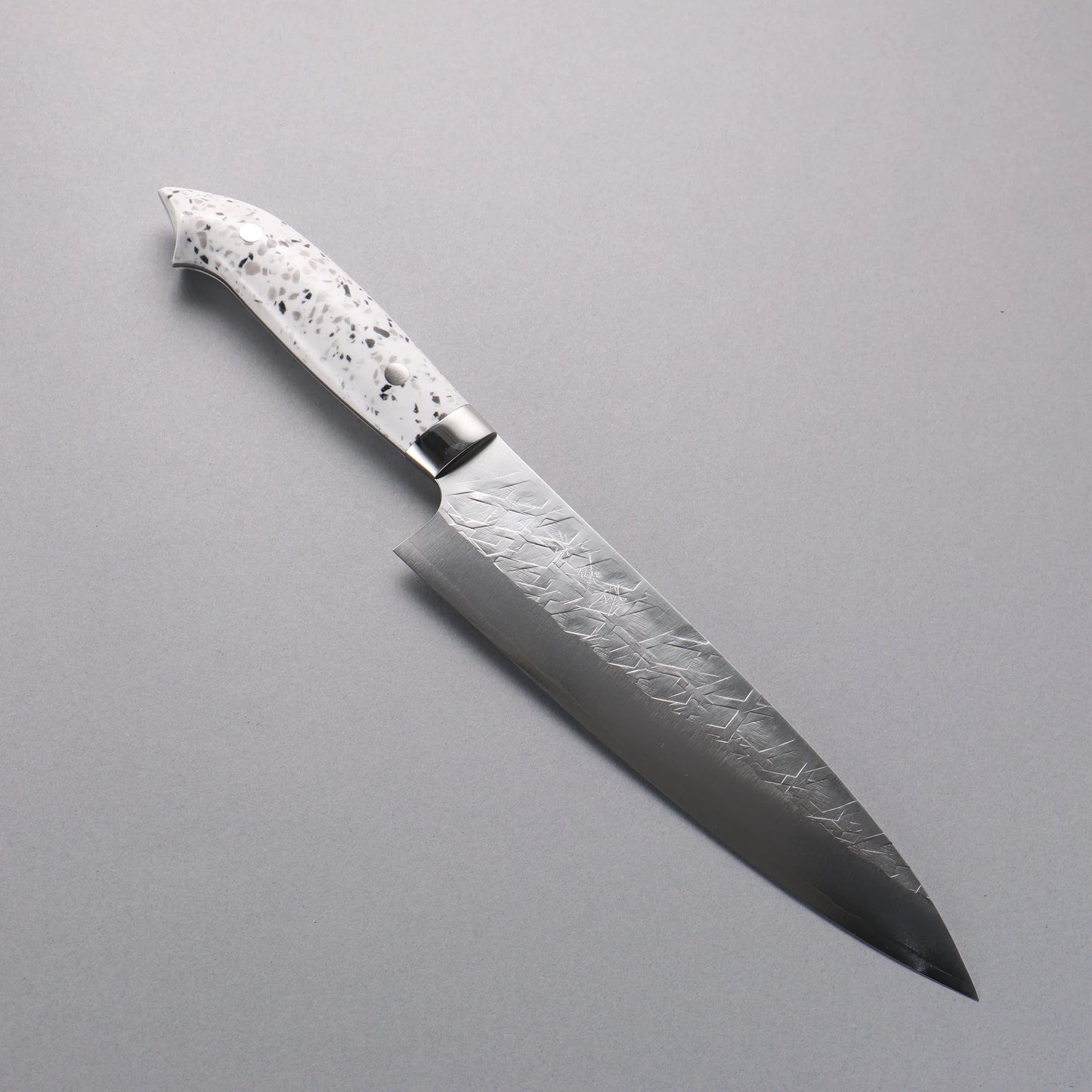 Thương hiệu Takeshi Saji loại Nomura mới thép SRS 13 vân búa dao rèn thủ công Dao đa năng Gyuto 210mm chuôi dao hoa văn terrazzo trắng