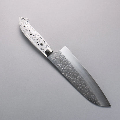 Thương hiệu Takeshi Saji loại Nomura mới SRS 13 vân búa dao rèn thủ công Dao đa năng Santoku 180mm chuôi dao hoa văn terrazzo trắng