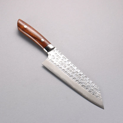 Thương hiệu Takeshi Saji Samurai SRS 13 Thép Damascus Rèn thủ công vân búa (hình tròn) Dao đa năng Bunka 180mm chuôi dao gỗ Lim