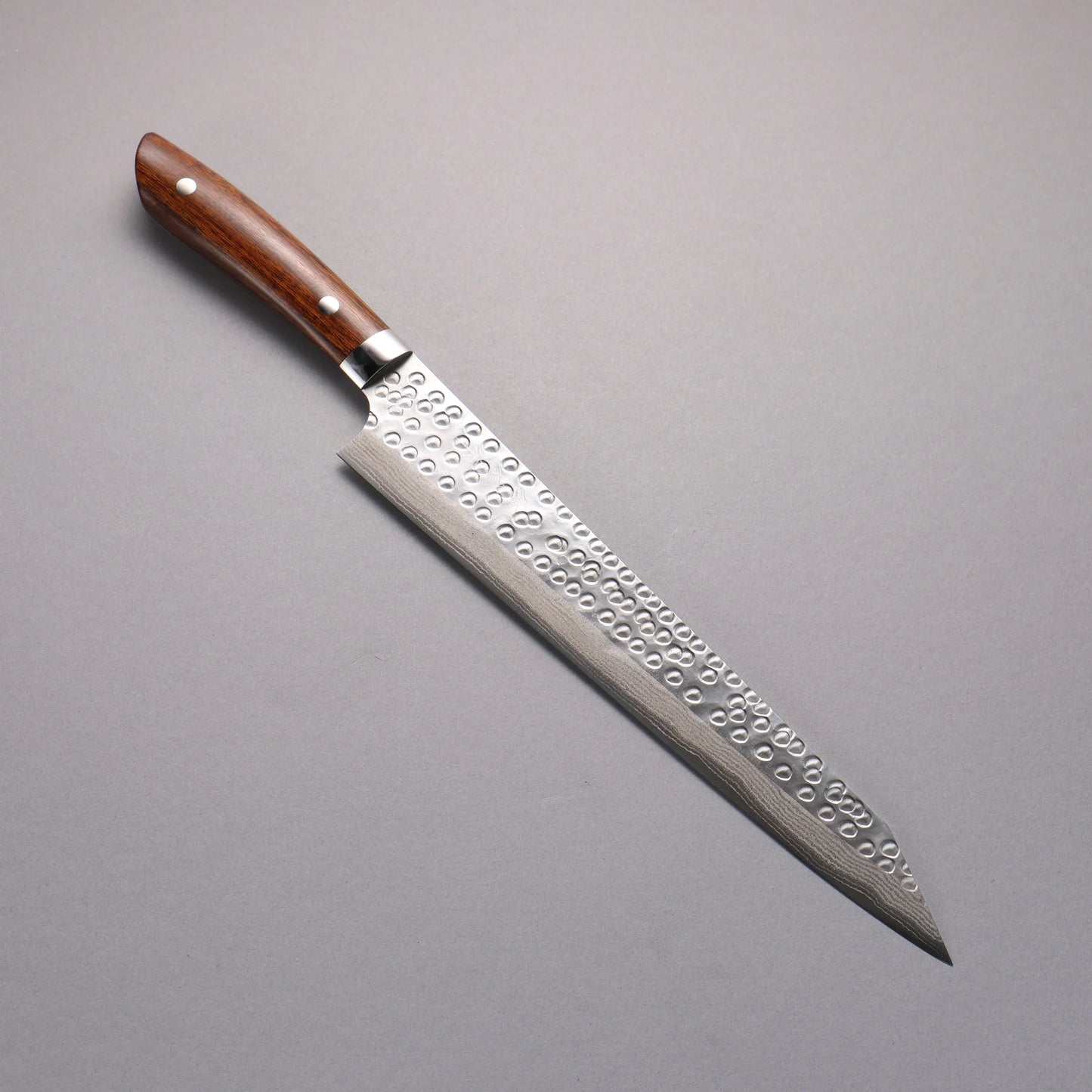 Thương hiệu Takeshi Saji Samurai SRS 13 Thép Damascus Rèn thủ công vân búa (hình tròn) Dao lọc gân chuyên dụng Sujihiki 270mm chuôi dao gỗ Lim