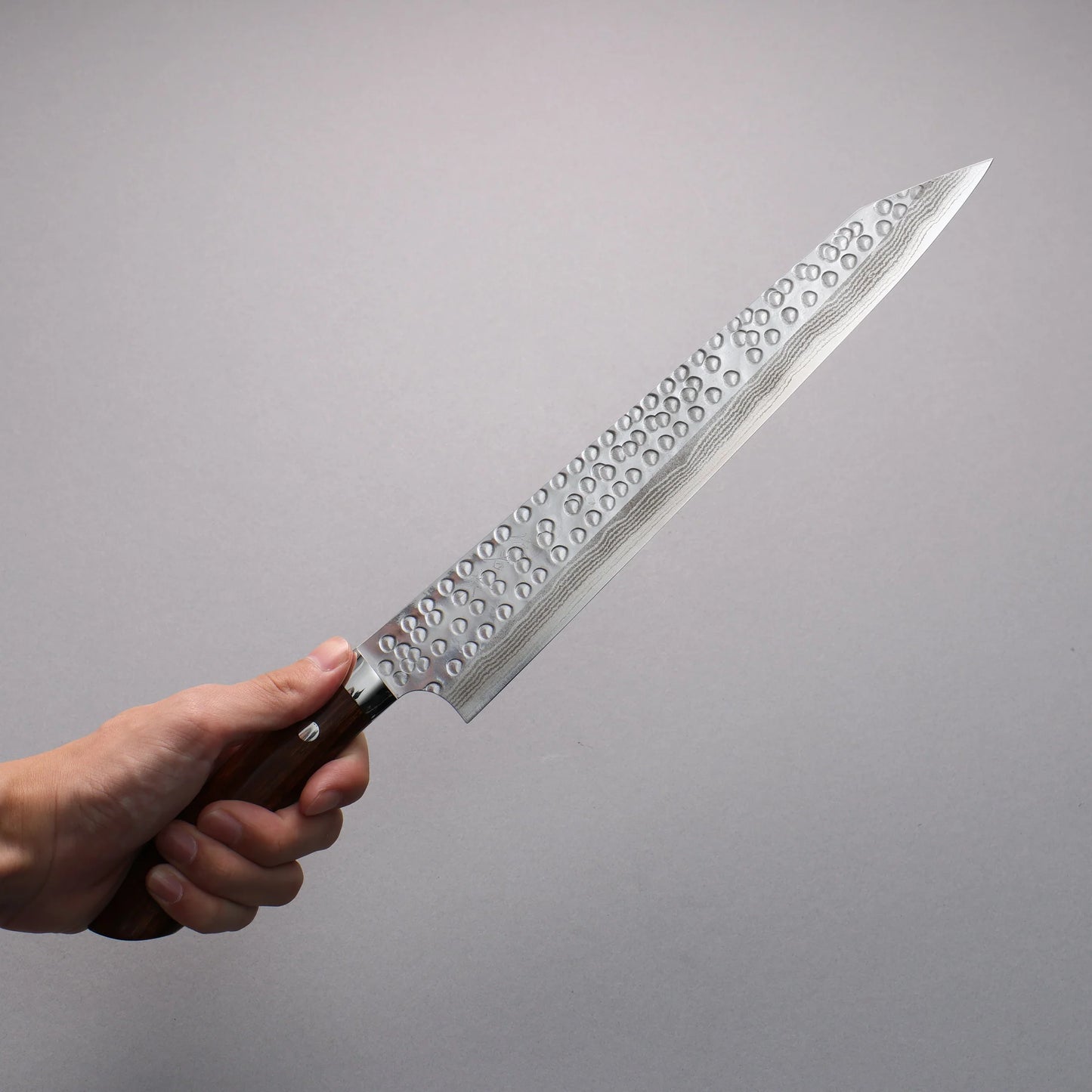 Thương hiệu Takeshi Saji Samurai SRS 13 Thép Damascus Rèn thủ công vân búa (hình tròn) Dao lọc gân chuyên dụng Sujihiki 270mm chuôi dao gỗ Lim