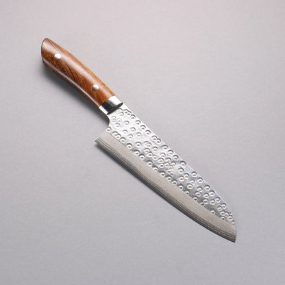 Thương hiệu Takeshi Saji Samurai SRS 13 Thép Damascus Rèn thủ công vân búa (hình tròn) Dao đa năng Santoku 180mm chuôi dao gỗ Lim